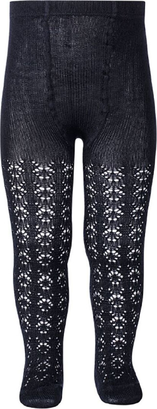 Strømpebukser - Navy m. Hullmønster - - 3-6 md - Strømpebukser