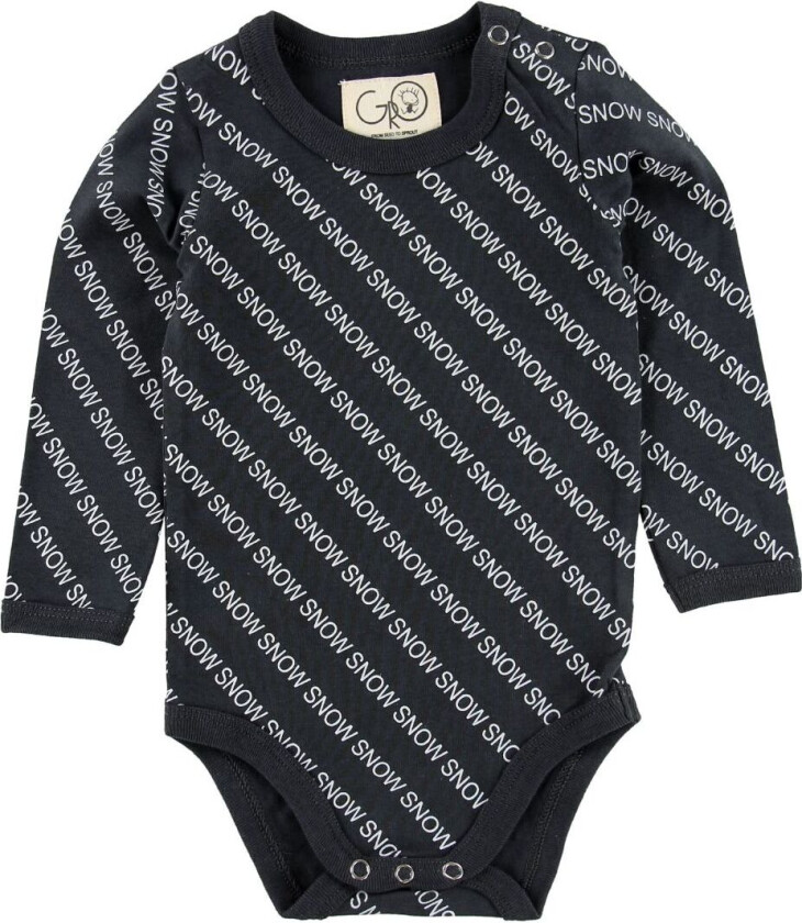 Body L/æ - Sol - Stålgrå m. Tekst - - 74 - Langermet Body