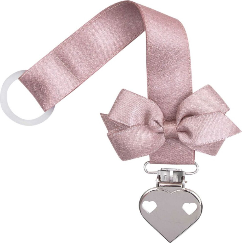 Smokkesnor - Støvet Rosa Glitter m. Sløyfe/hjerte - - OneSize - Smokkebånd