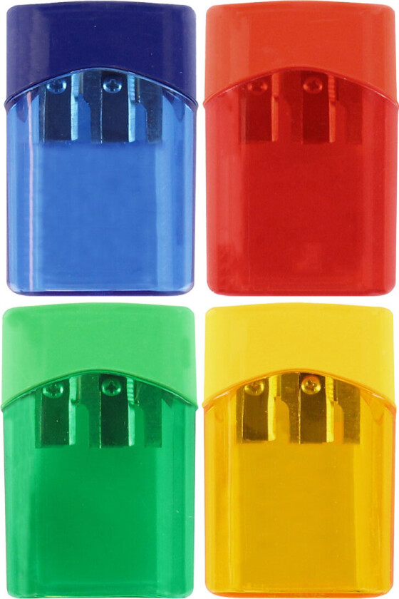 Blyantspisser - Dobbelt - Assortert - Grønn/Blå/Gul/Rød - - OneSize - Blyantspisser