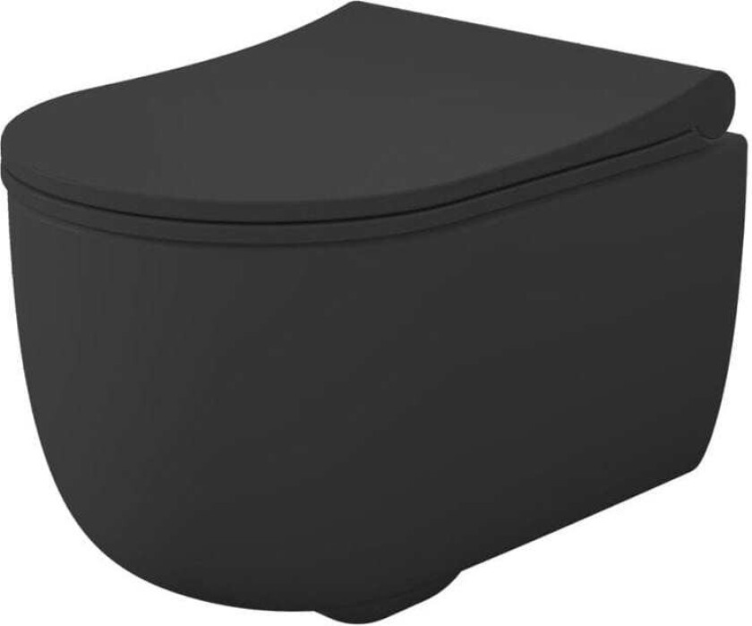 Alta Veggskål Rimless M/soft-close Sete - Vegghengt Toalett Svart Matt