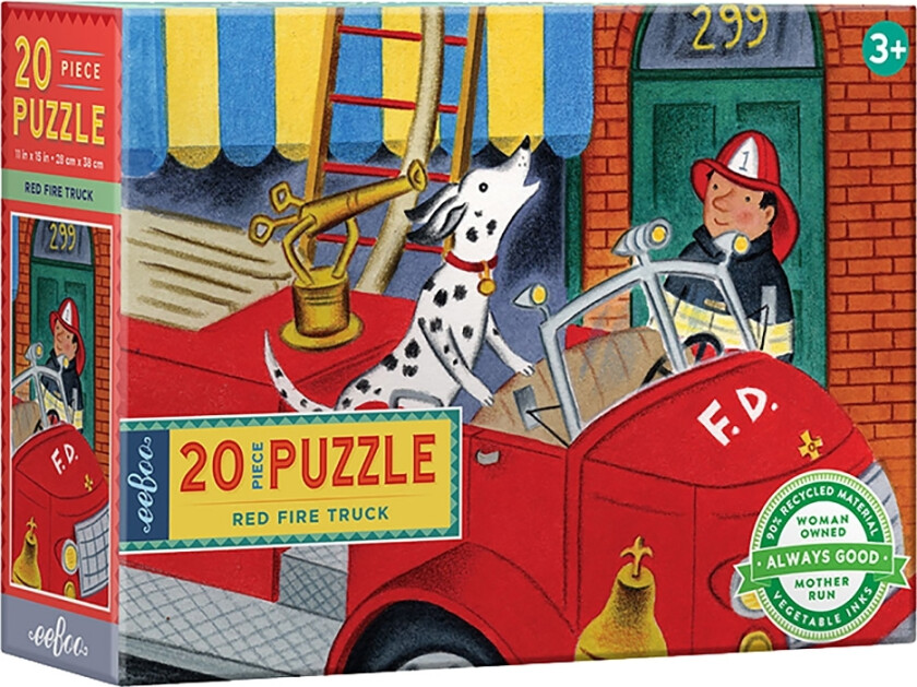 Puslespill - 20 Brikker - Rød Brannbil - - OneSize - Puslespill