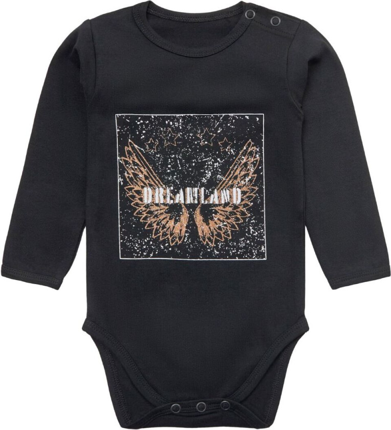 Petit by Sofie Schnoor Body L/æ - Dicte - Svart m. Trykk - Sofie Schnoor - 74 - Langermet Body