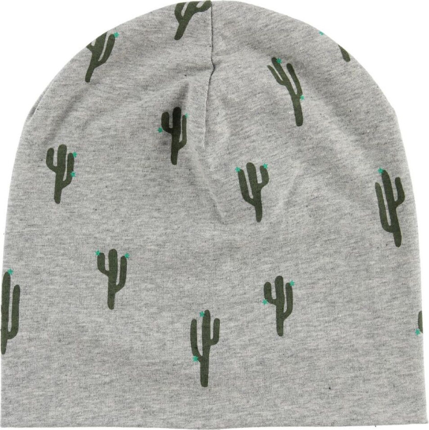 Lue - Grå Melert m. Kaktus - - 47-49 cm - Lue