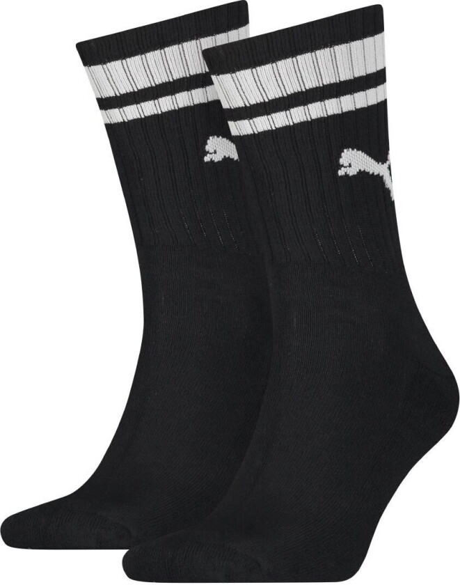 Sokker - Regular Crew - 2-pack - Svart m. Hvite Striper - - 39/42 - Sokker