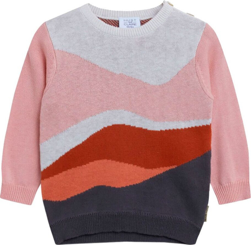 Genser - Strikk - Poula - Rosa m. Striper - - 56 - Genser