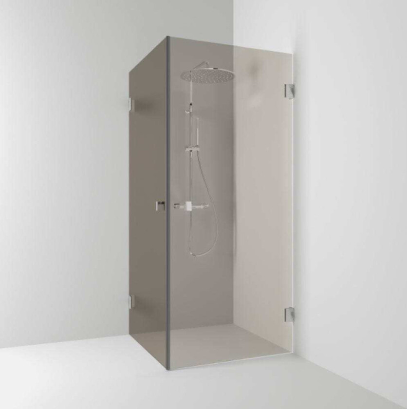 180° Dusjhjørne Rett Krom / 80x80cm Bronsefarget Glass