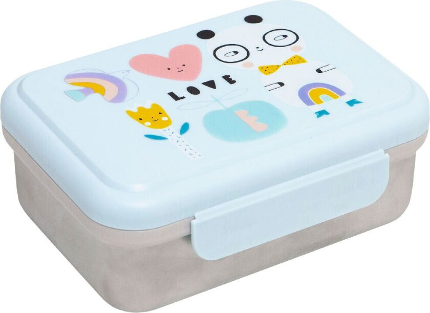 Matboks - Rustfritt Stål - Panda Love - Blå - - OneSize - Matboks