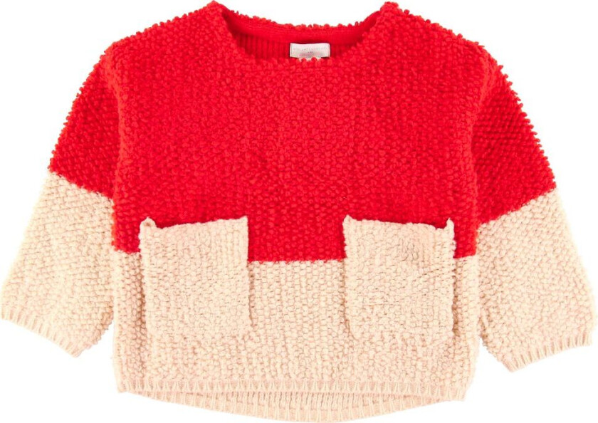 Strikkegenser - Ull - Loopie - Rød/Rosa - - 12 år (152) - Genser