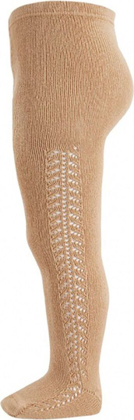 Strømpebukser m. Hullmønster - Lys Brun - - 0-3 md - Strømpebukser