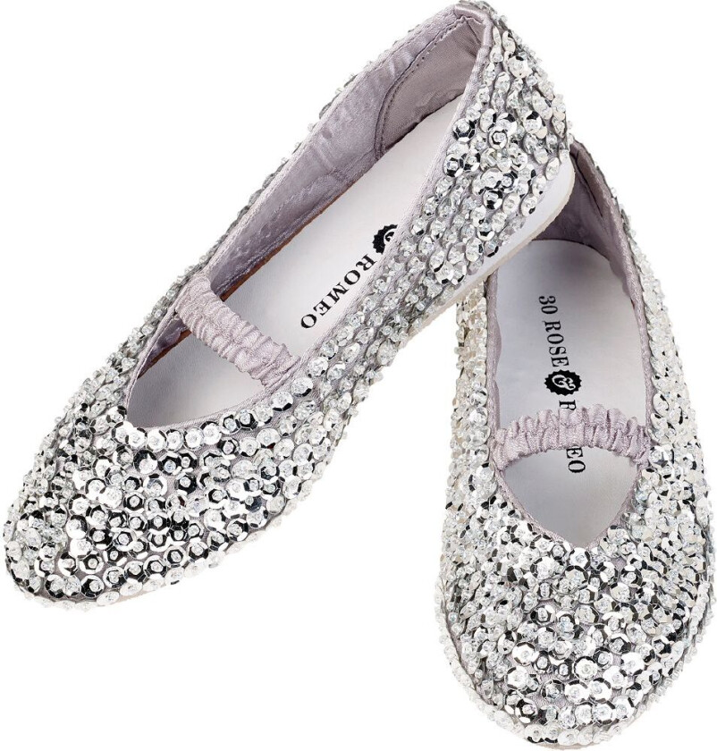 Kostymer - Ballerinasko m. Paljetter - Lily - Sølv - - 25 - Kostymer