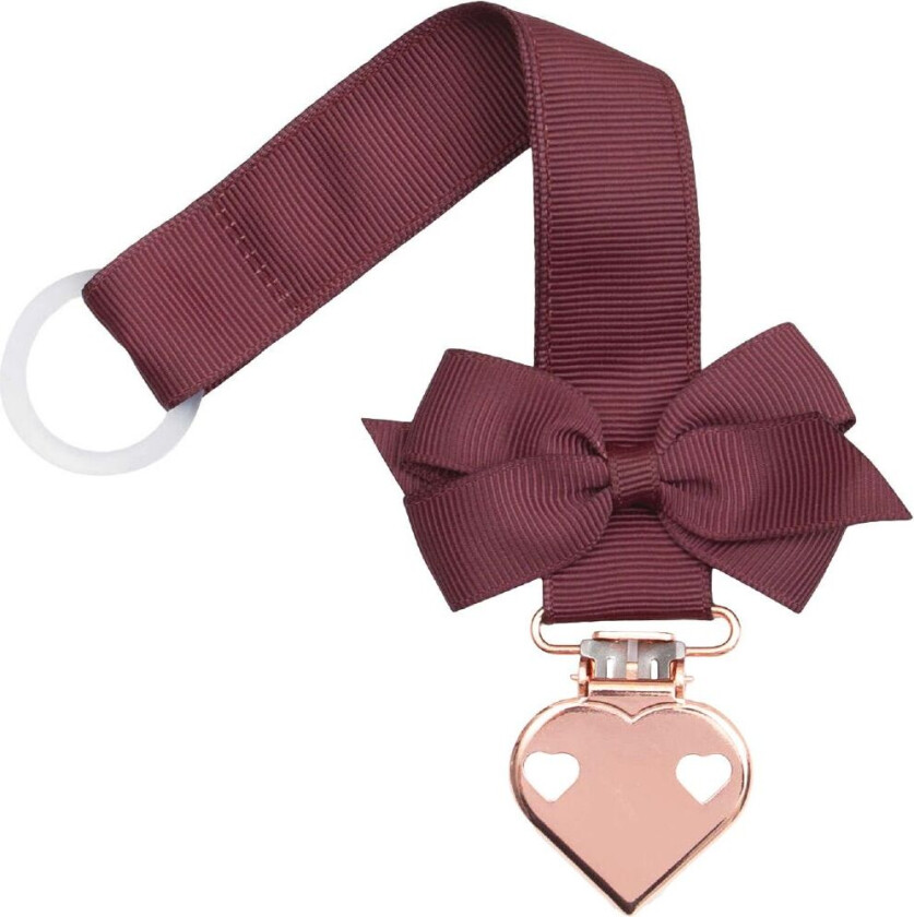 Smokkesnor - Rose Wine m. Sløyfe/Kobberhjerte - - OneSize - Smokkebånd
