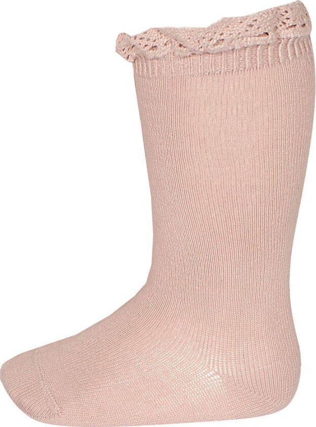 Knestrømper m. Blonder - Rosa - - 7-8 år (122-128) - Sokker