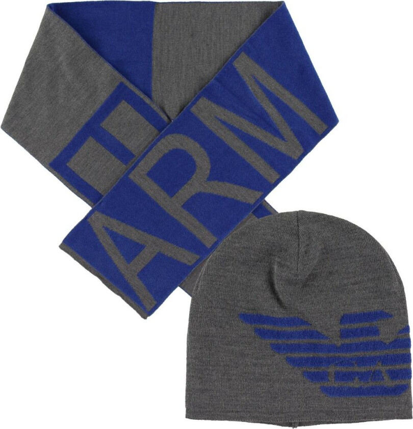 Gaveeske - Lue/Skjerf - Bomull/Ull - Grå/blå - - M - Medium - Lue