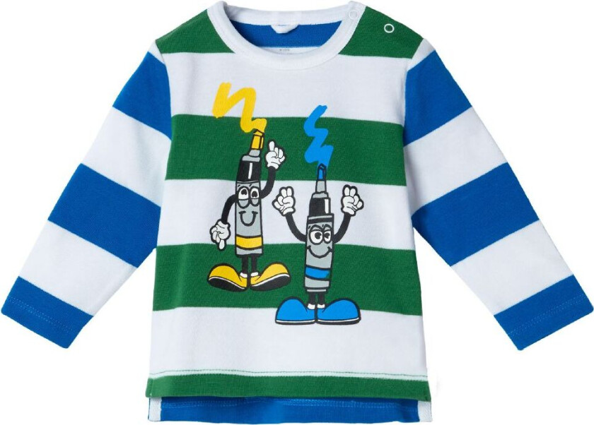 Genser - Hals Maling - Grønn/Blå/Hvit Stri - - 1½ år (86) - Genser