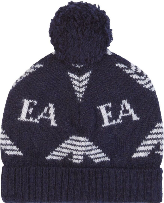 Lue - Ull/Silke - M ørkenblå m. Hvit - - 9 md - Lue