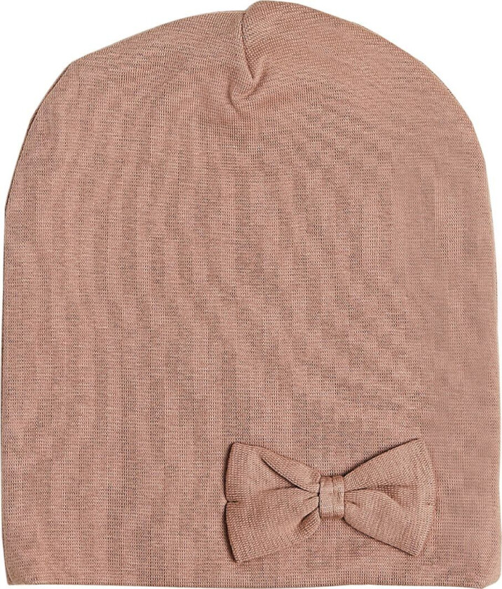 Lue m. Sløyfe - 2-lags - Lysebrun - - 3-9 md (62-74) - Lue