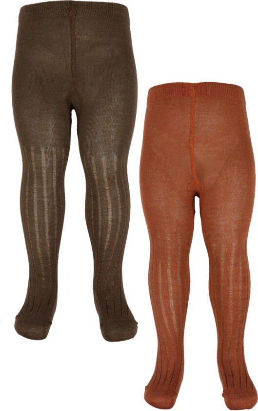 Strømpebukser - 2-pack - Rib - Bambus - Cocoa Brown - - 116/122 - Strømpebukser