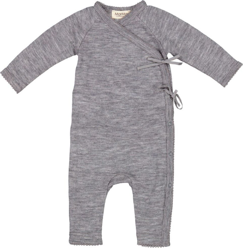 Slå-Om-Jumpsuit - Ull - Pointelle - Rula - Grey Melange - - 44 - Jumpsuit