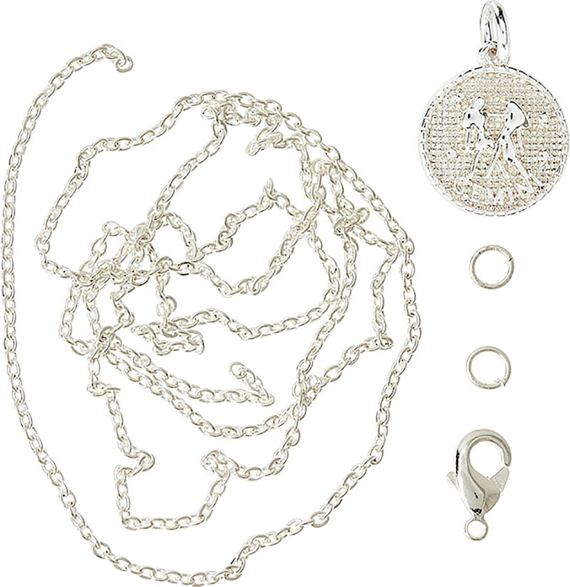 Halskjede m. Stjernetegn - Gemini - Forsølvet - - OneSize - Smykker