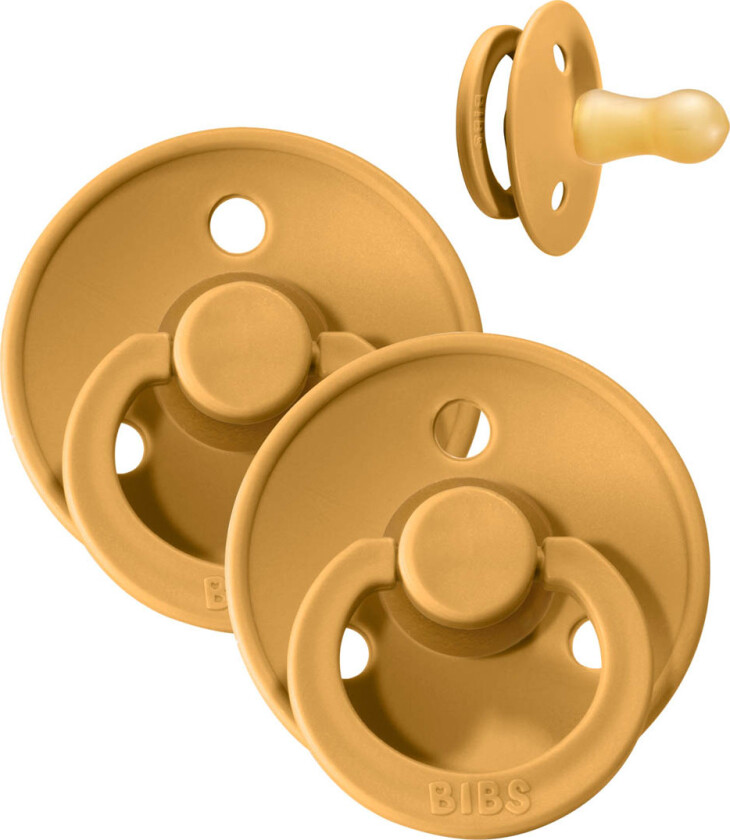 Colour Smokk - Str. 2 - 2-pack - Rund - Mustard - - 6-18 md - Smokk