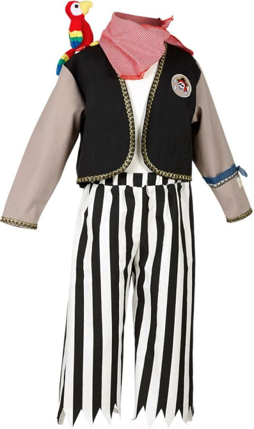 Kostymer - Pirat m. Papegøye - Svart - - 8-10 år (128-140) - Kostymer