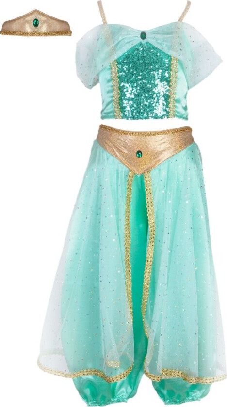 Kostymer - Jasmine - Teal m. Paljetter - - 3-4 år (98-104) - Kostymer