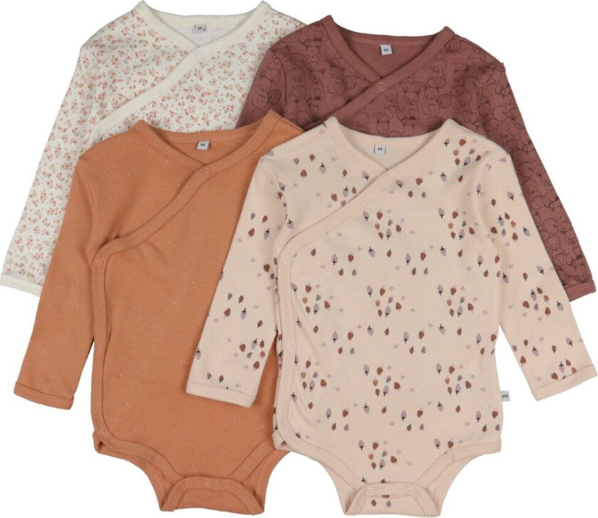 Slå-Om Bodyer L/æ - 4-pack - Burlwood - - 62 - Langermet Body