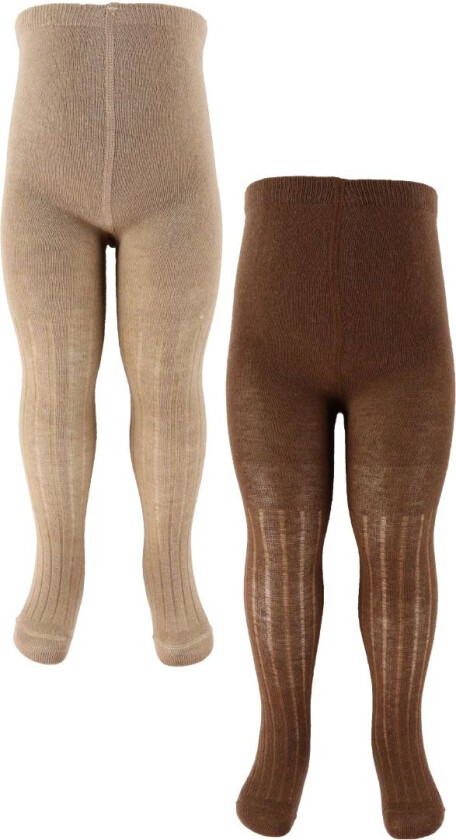 Strømpebukser - Rib - 2-pack - Hassel Brown - - 80/86 - Strømpebukser