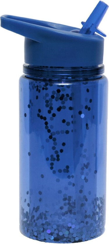 Drikkeflaske m. Sugerør - 300 ml - Glitter Natt Blu - - OneSize - Drikkeflaske