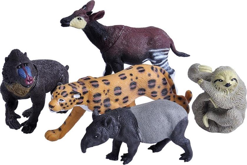 Pose m. Dyr - 5 stk. - Regnskog - - OneSize - Lekedyr