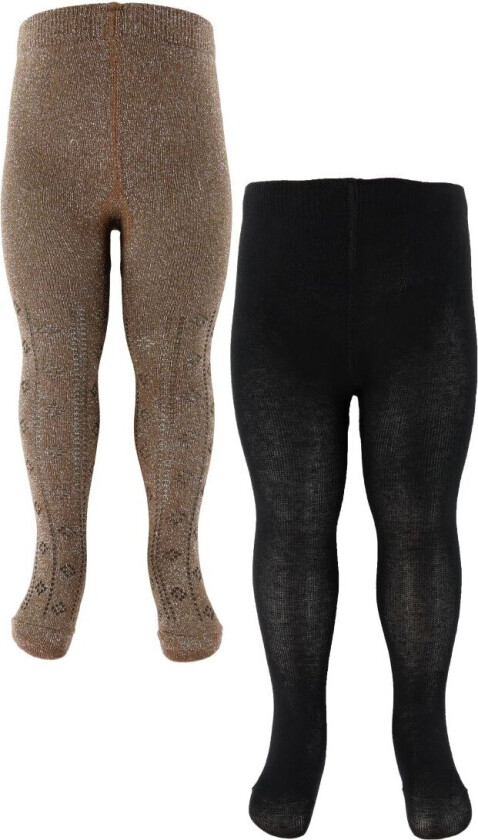 Strømpebukser - 2-pack - Svart/Brun m. Glitter - - 68/74 - Strømpebukser