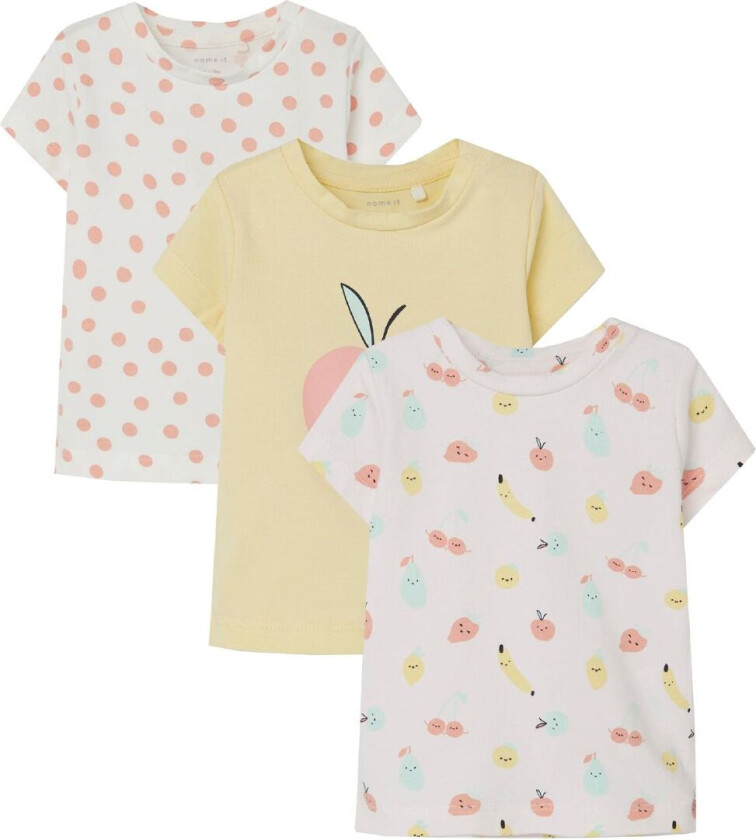 T-skjorte - NbfDaiva - 3-pack - Kalsitt - - 56 - T-skjorte