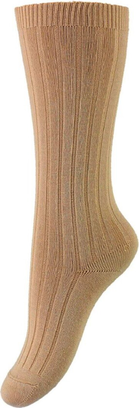 Knestrømper - Rib - Lys Brun - - 24/26 - Sokker
