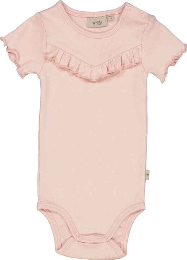 Body k/æ - Ruffle - Rib - Powder - - 62 - Kortermet body