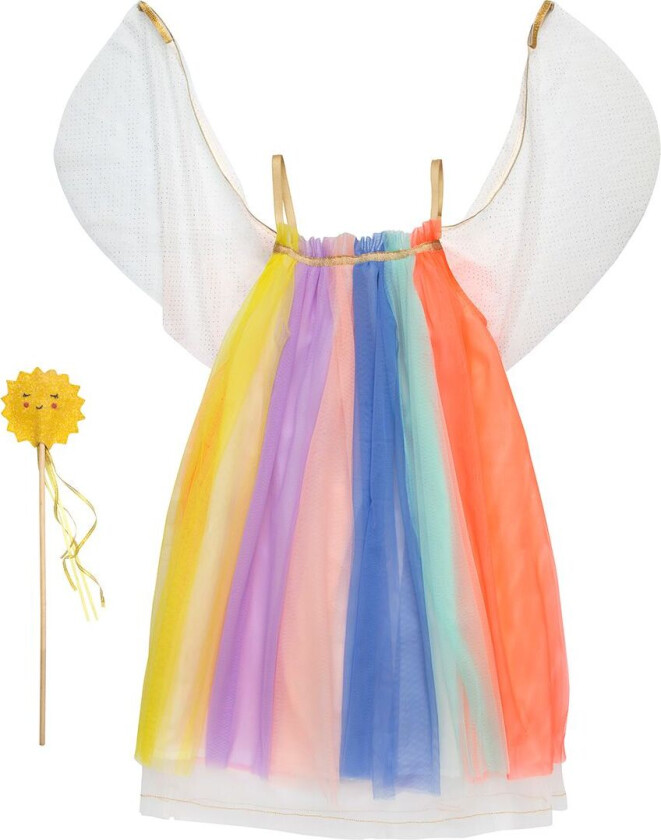 Kostymer - Tyllkjole m. Tryllestav - Rainbow - - 3-4 år (98-104) - Kostymer