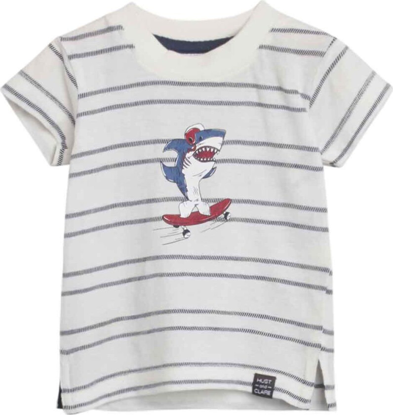 T-skjorte - Andy - Hvit m. Striper - - 68 - T-skjorte