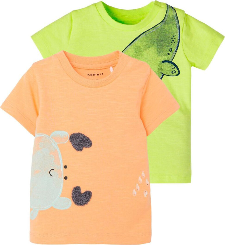T-skjorte - NbmHeine - 2-pack - Sunny Lime - - 68 - T-skjorte