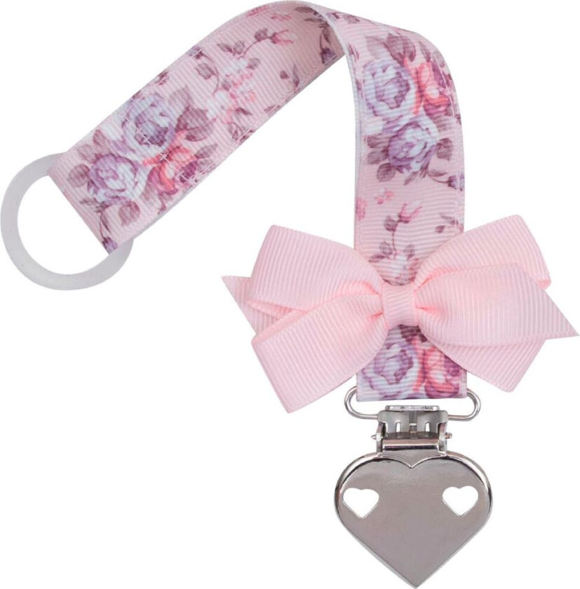 Smokkesnor - Blomstrete m. Sløyfe/Hjerte - - OneSize - Smokkebånd