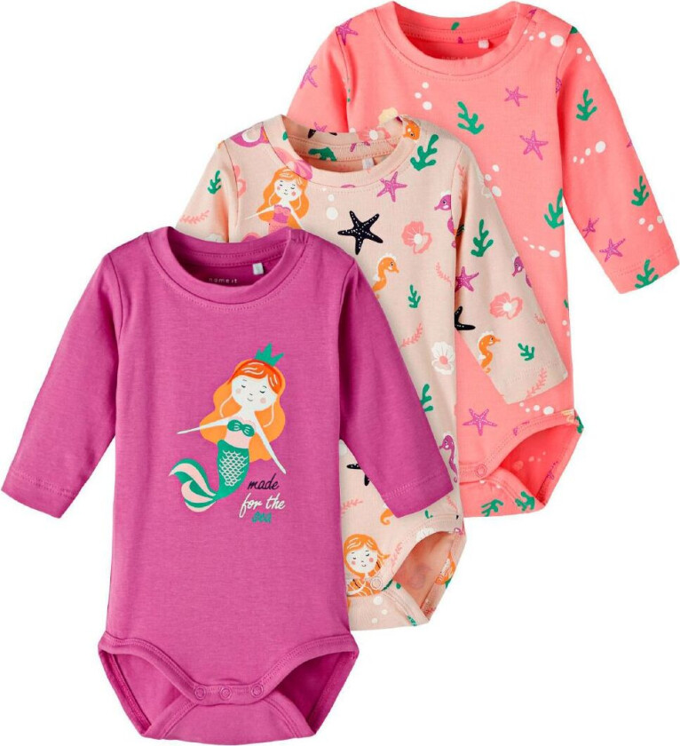 Bodyer L/æ - NbfOcean - 3-pack - Peach Pisk - - 62 - Langermet Body