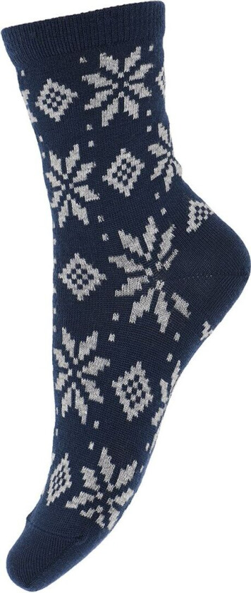 Sokker - Ull - Snøflak - Marineblå - - 15/16 - Sokker