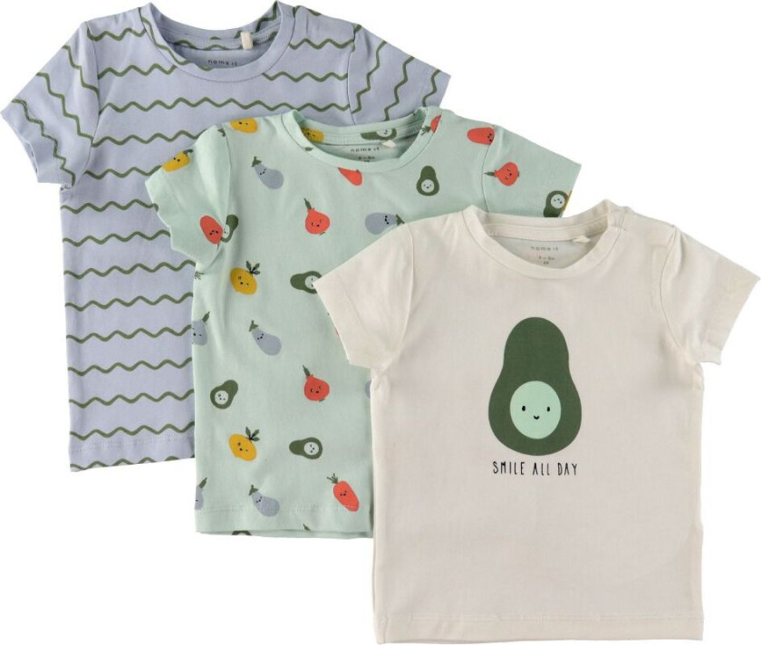 T-skjorte - NbmDylan - 3-pack - Isbre - - 56 - T-skjorte