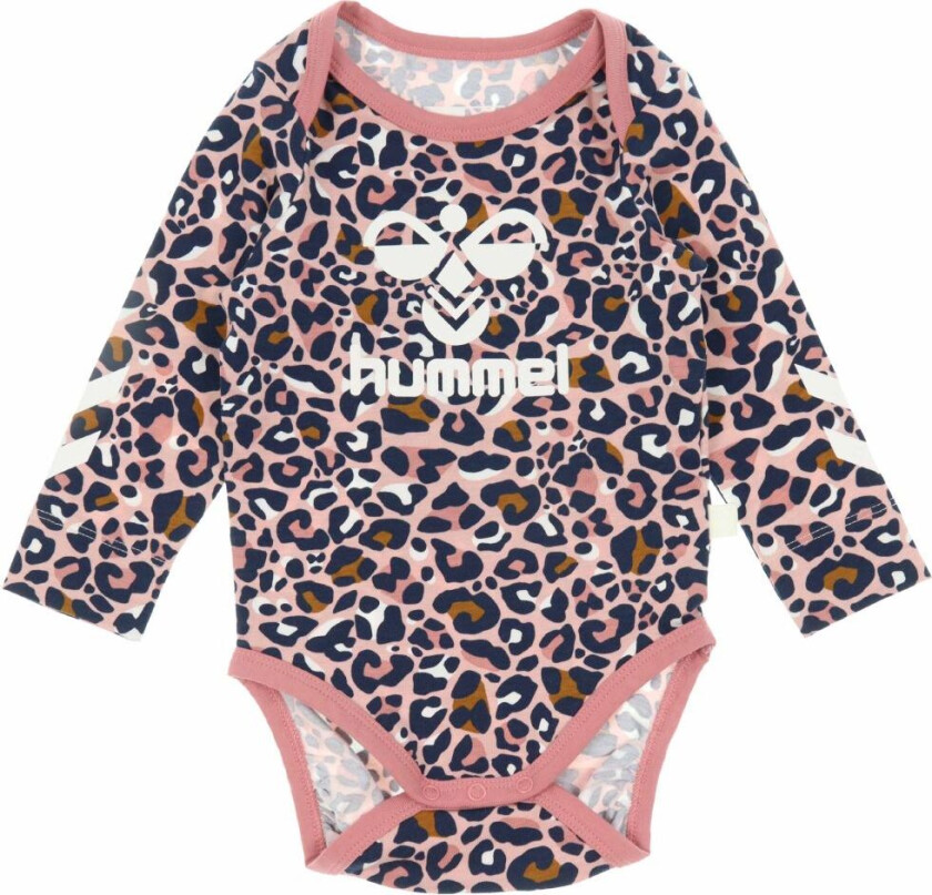 Body I/e - hmlMarie - Pale Mauve m. Leopard Mønster/Logo - - 74 - Langermet Body
