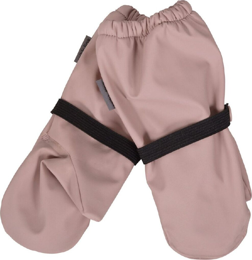 mikk-line Pu Rain Mittens W. Fleece 122/128 Pink 122/128