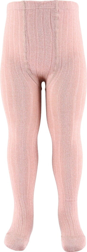 Strømpebukser - Viskose - Rib - Rosa m. Glitter - - 3-4 år (98-104) - Strømpebukser