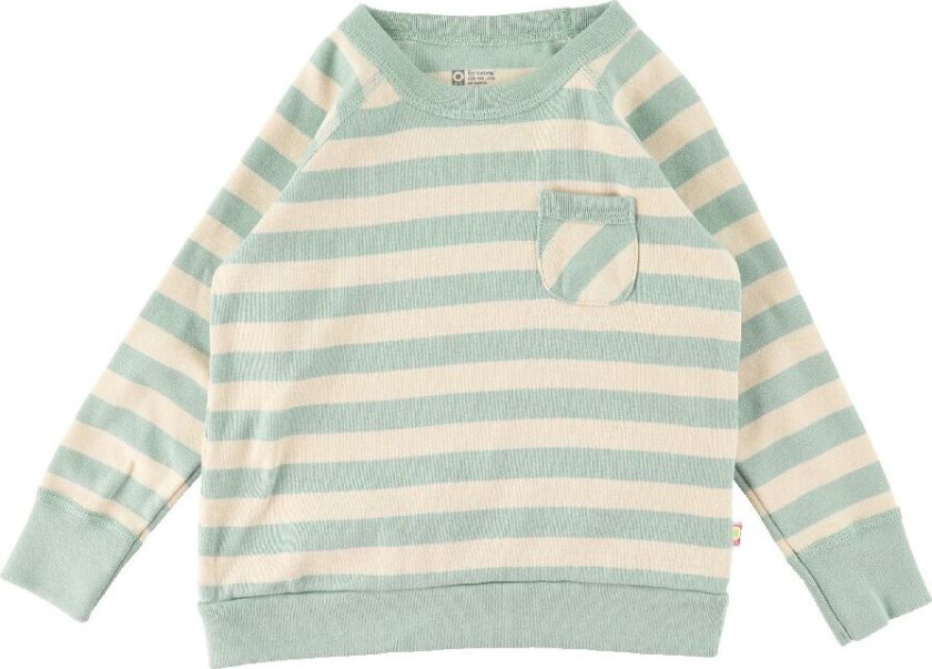 Genser m. Lomme - Turkis/Beige Stripete - - 8 år (128) - Genser