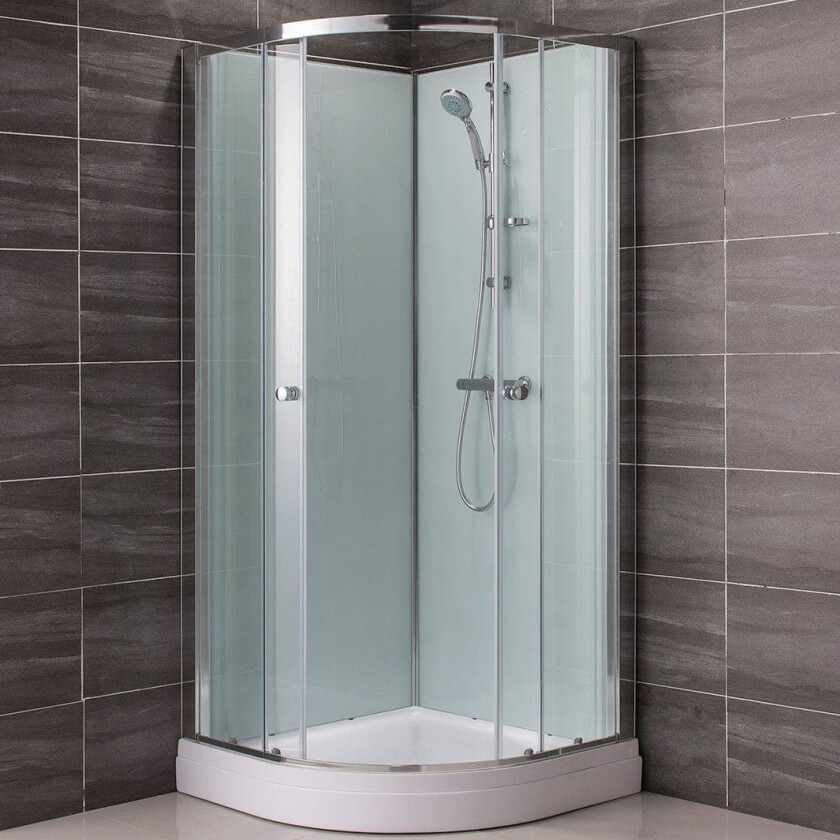 Dusjkabinett Agera Buet - Hvite Bakvegger Krom / 90x90cm Hvit Glass
