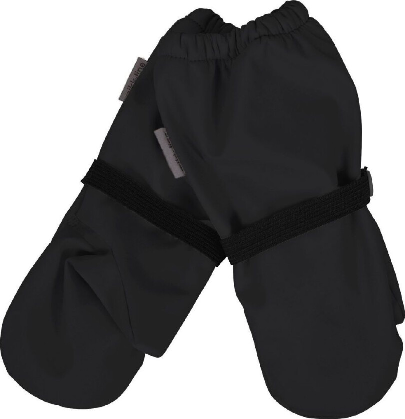 mikk-line Pu Rain Mittens W. Fleece 122/128 Black 122/128