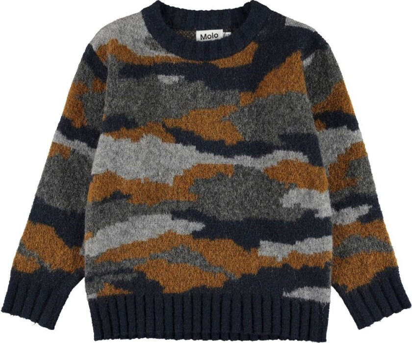 Genser - Ull/Polyester stoff - Bello - Camo Strikk - - 7-8 år (122-128) - Genser