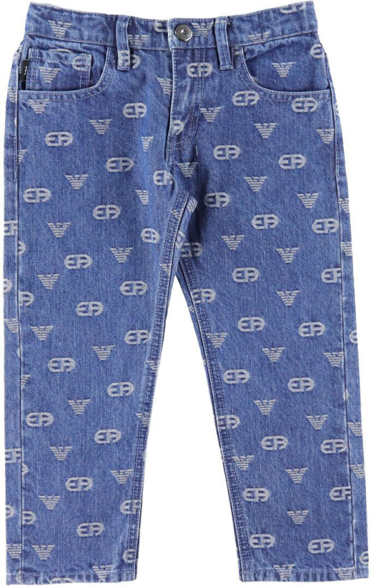 Jeans - Denim Blue Medium+/Hvit m. Logoer - - 4 år (104) - Jeans